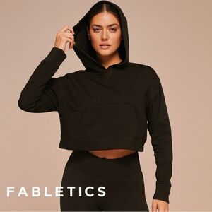 Fabletics Jet Black Cropped Hoodie Size Medium